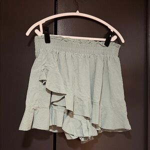 Women's Ruffled Shorts in Light Green